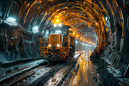 隧道车辆矿洞中的矿车背景