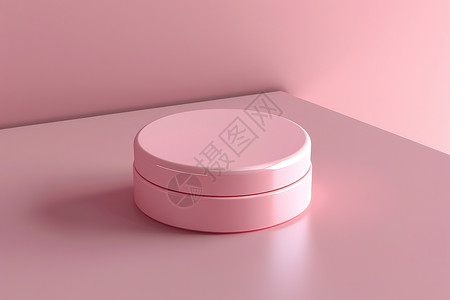 大地色眼影粉色盒子置于粉色背景上设计图片