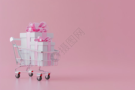 粉色的购物车背景图片