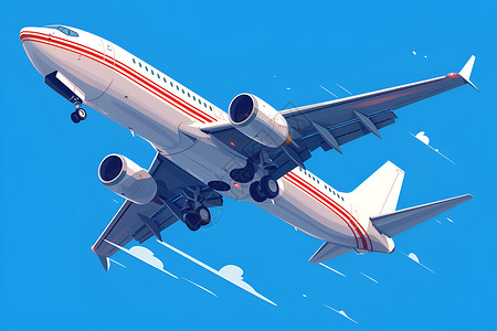 飞机起飞素材天空翱翔的飞机插画