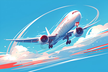飞机工程师红白相间的飞机插画