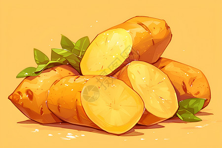 甜薯新鲜美味的地瓜插画