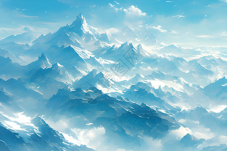 云雾缭绕绚丽的雪山高清图片