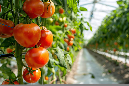 温室种植有机番茄串种植背景