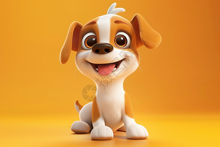 立体微笑表情欢乐的狗狗插画
