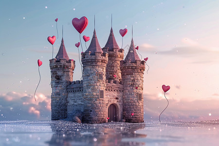 梦幻爱心城堡背景图片