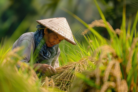 稻草女人戴着稻草帽的女人背景