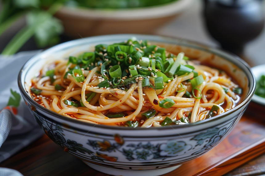 绿葱芝麻面食物图片