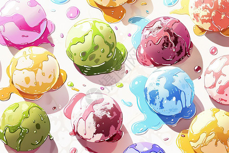 超大冰激凌色彩斑斓的冰激凌插画
