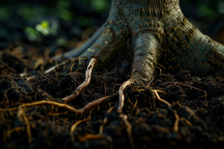 巨大的树根土壤根系高清图片