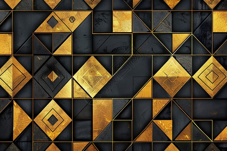 抽象几何花纹黑金为主的墙壁背景