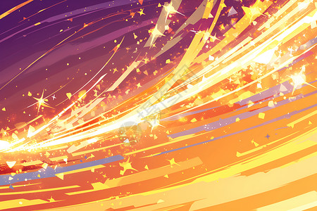 金色耀斑流星和太阳耀斑的宇宙插画