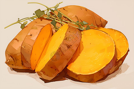 地瓜粉条新鲜的番薯插画
