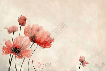 红花绘画背景图片