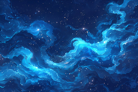 蓝色星系星系和星云的组成插画
