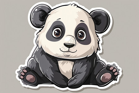 踏青趣萌趣熊猫贴纸插画