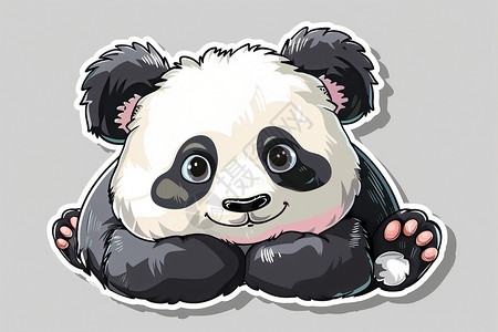 爪子分割线卡通熊猫贴纸插画