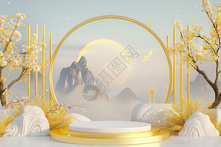 金色圆环特效金色圆形框架设计图片