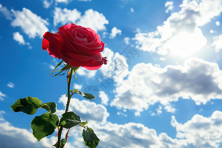 一朵云朵一朵红玫瑰背景
