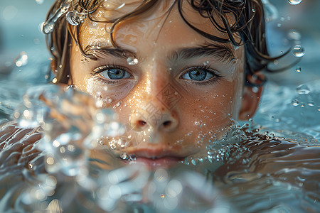 水中飞舞的男孩背景图片