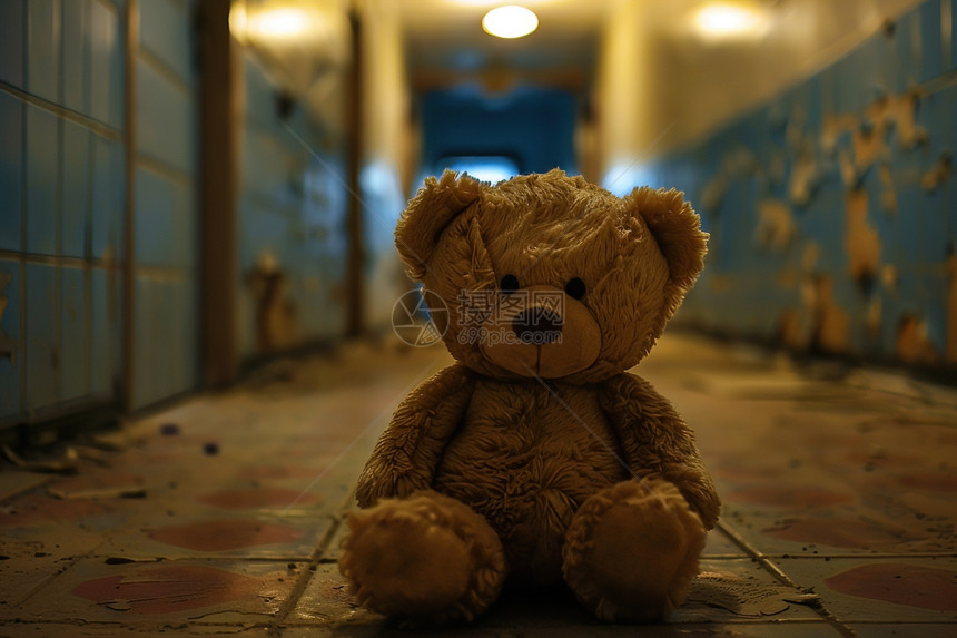 走廊中的小熊图片