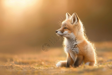 九尾红狐看日出的狐狸背景