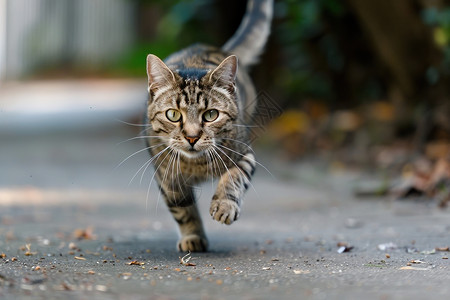 拿着树叶的小猫飞奔的小猫咪背景