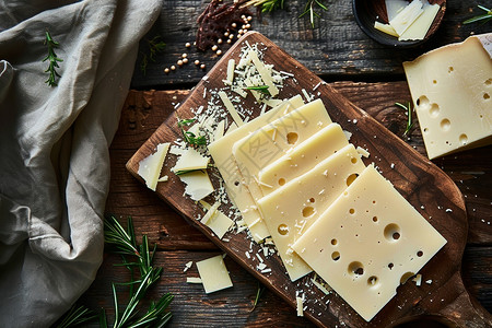 切菜板上的奶酪背景图片