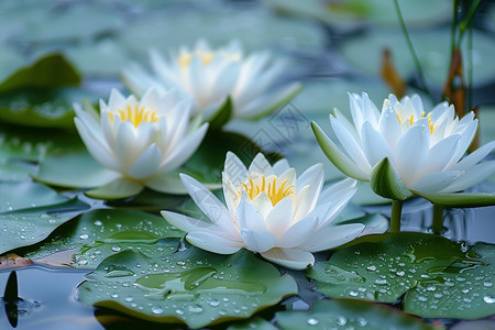 盛开的荷花池塘水面高清图片