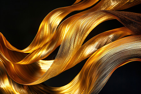金属线条素材金色波浪设计插画