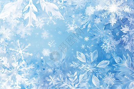 各种雪花形状冬日的雪花背景插画