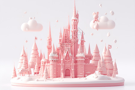 粉色梦幻糖果粉色糖果城堡插画