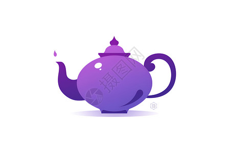 紫色的简约茶壶背景图片