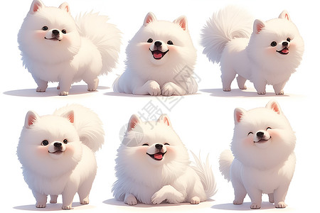 可爱白色狗狗插画背景图片