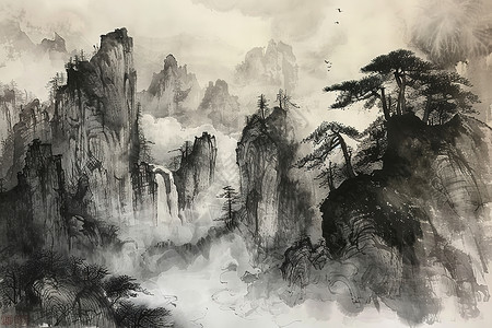 山水如画风景背景图片