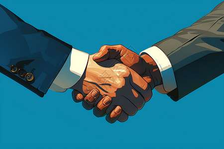 商务团队合作握手握手传递专业与能力插画