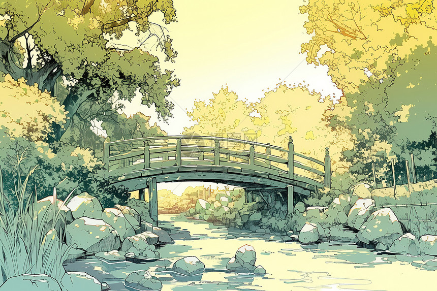河上有一座小桥图片