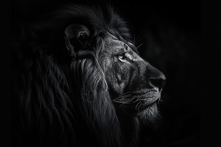 威严狮子黑暗中的狮子背景