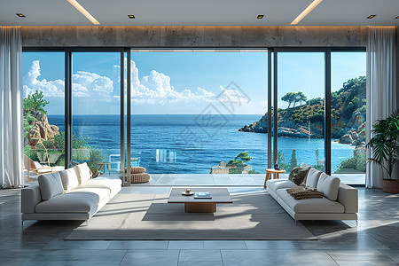 落地窗设计大海与现代室内的完美结合设计图片