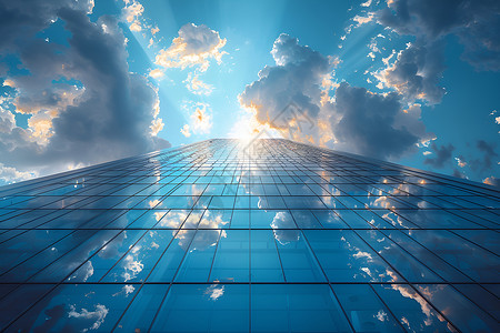 反光镜玻璃耸立的商业高楼插画