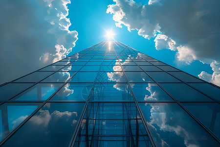 高楼玻璃城市中的玻璃高楼插画