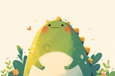 可爱三叶草恐龙可爱的小恐龙插画