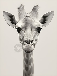 黑白摄影中的长颈鹿背景图片