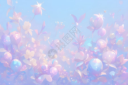 紫蓬山香气四溢的紫蓝色鲜花插画