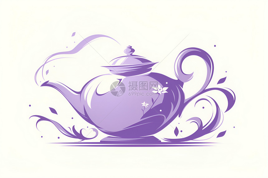 卡通的紫色茶壶图片