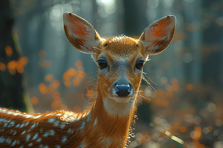 鹿插画梦幻森林中的鹿背景