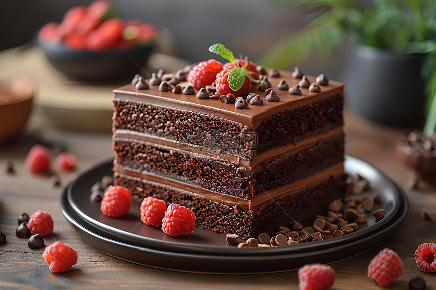 美味的巧克力蛋糕美食图片