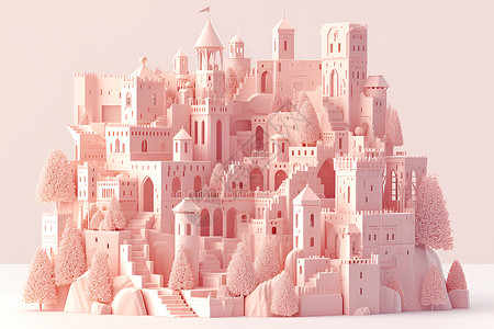 粉红色粘土城堡高清图片
