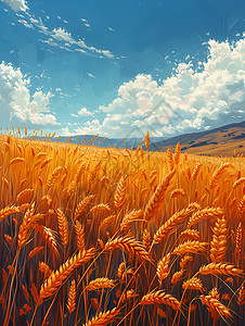 成熟的小麦户外的金黄色麦田插画