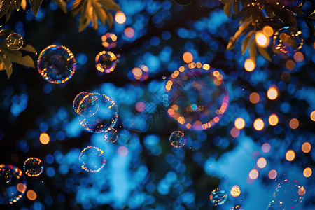 一串桂圆树下浮动着一串泡泡设计图片